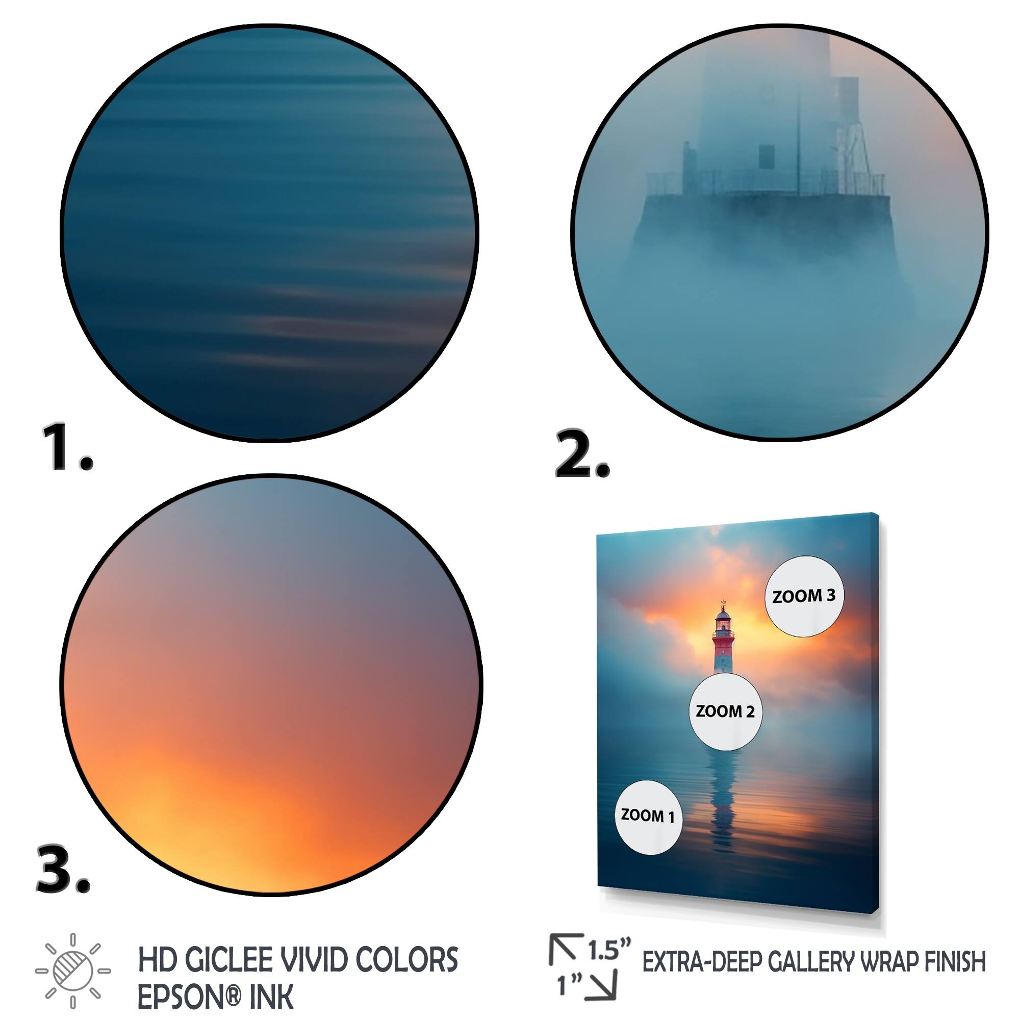 Designart "Serene Lighthouse In Sunset Mist" Beach Light House Wall